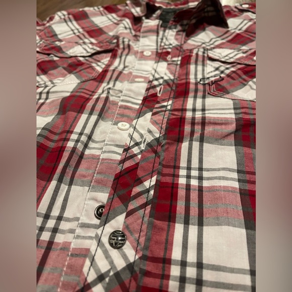Fox racing casual button down short sleeve red plaid dress shirt Large motocross - Picture 5 of 6